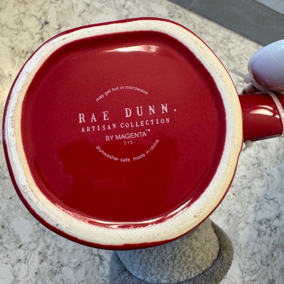 NWT Rae Dunn "Hot Cocoa " Christmas mug red ceramic with candy cane spoon - Picture 10 of 10